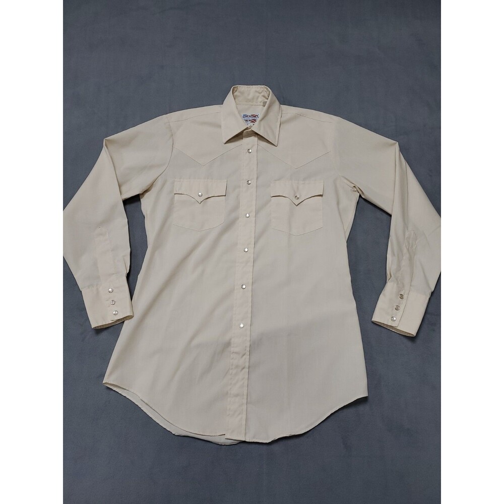 Pardners Pearl Snap Western Cowboy Fitted Long Sleeve Shirt VTG Mens MED 15/33